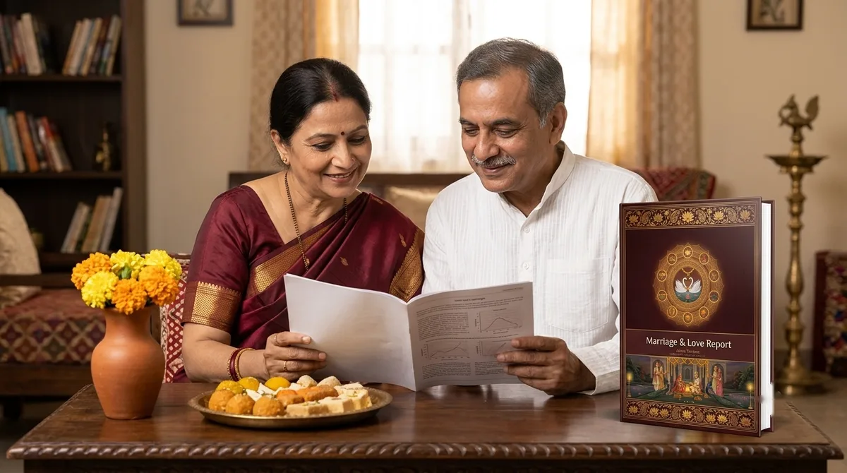 Parents reading the report about their son's marriage